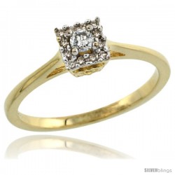 10k Gold Square-shaped Diamond Engagement Ring w/ 0.119 Carat Brilliant Cut Diamonds, 3/16 in. (5mm) wide