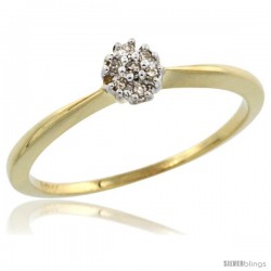 10k Gold Flower Cluster Diamond Engagement Ring w/ 0.022 Carat Brilliant Cut Diamonds, 3/16 in. (5mm) wide