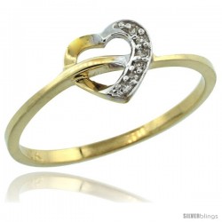 10k Gold Heart Cut Out Diamond Engagement Ring w/ 0.022 Carat Brilliant Cut Diamonds, 1/4 in. (7mm) wide