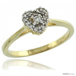 10k Gold Heart-shaped Diamond Engagement Ring w/ 0.086 Carat Brilliant Cut Diamonds, 1/4 in. (6.5mm) wide