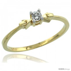 10k Gold Solitaire Diamond Engagement Ring w/ 0.077 Carat Brilliant Cut Diamond, 1/8 in. (3mm) wide