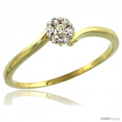 10k Gold Flower Cluster Diamond Engagement Ring w/ 0.12 Carat Brilliant Cut Diamonds, 3/16 in. (4.5mm) wide