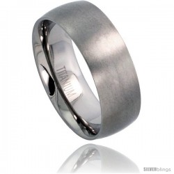 Titanium 8mm Domed Wedding Band Thumb Ring Matte finish Comfort-fit