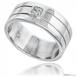 Gent's Perfect Quality Sterling Silver Brilliant Cut Cubic Zirconia Ring -Style Rcz546