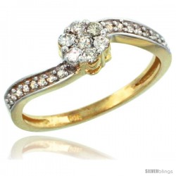 10k Gold Flower Cluster Diamond Engagement Ring w/ 0.28 Carat Brilliant Cut Diamonds, 1/4 in. (6mm) wide