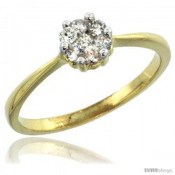 10k Gold Flower Cluster Diamond Engagement Ring w/ 0.26 Carat Brilliant Cut Diamonds, 1/4 in. (6mm) wide