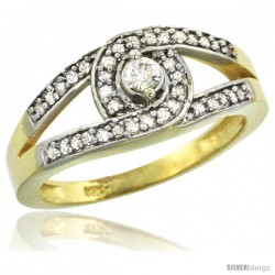 10k Gold Loop Knot Diamond Engagement Ring w/ 0.27 Carat Brilliant Cut Diamonds, 5/16 in. (8.5mm) wide