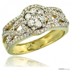 10k Gold Floral Cluster Diamond Engagement Ring w/ 0.69 Carat Brilliant Cut Diamonds, 3/8 in. (10mm) wide