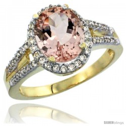 14k Yellow Gold Ladies Natural Morganite Ring oval 10x8 Stone Diamond Accent