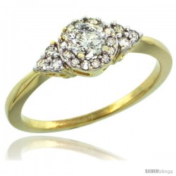 10k Gold Cluster Diamond Engagement Ring w/ 0.49 Carat Brilliant Cut Diamonds, 5/16 in. (8mm) wide