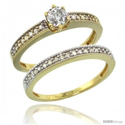 10k Gold 2-Pc. Diamond Engagement Ring Set w/ 0.50 Carat Brilliant Cut Diamonds, 1/8 in. (3mm) wide