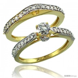 10k Gold 2-Pc. Diamond Engagement Ring Set w/ 0.92 Carat Brilliant Cut Diamonds, 1/8 in. (3mm) wide