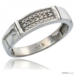 Sterling Silver Ladies' Diamond Wedding Band Rhodium finish, 3/16 in wide -Style Ag007lb