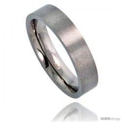 Titanium 5mm Flat Wedding Band / Thumb Ring Matte finish Comfort-fit