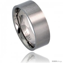 Titanium 8mm Flat Wedding Band Ring Matte finish Comfort-fit