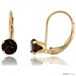 10k Yellow Gold Natural Garnet Leverback Earrings 5mm Brilliant Cut January Birthstone, 9/16 in tall