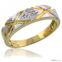 10k Yellow Gold Ladies Diamond Wedding Band Ring 0.02 cttw Brilliant Cut, 3/16 in wide -Style Ljy001lb