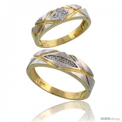 10k Yellow Gold Diamond Wedding Rings 2-Piece set for him 6mm & Her 5mm 0.06 cttw Brilliant Cut -Style Ljy001w2