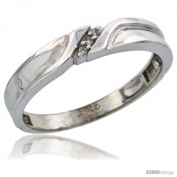 Sterling Silver Ladies' Diamond Wedding Band Rhodium finish, 1/8 in wide -Style Ag008lb