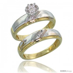 10k Yellow Gold Diamond Engagement Rings Set 2-Piece 0.06 cttw Brilliant Cut, 7/32 in wide -Style Ljy002e2