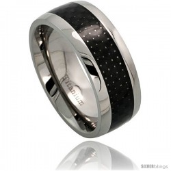 Titanium 8mm Wedding Band Ring Carbon Fiber Center Inlay Comfort-fit