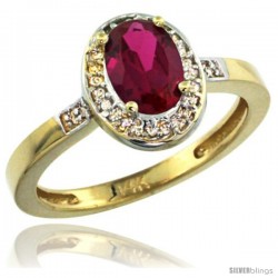 14k Yellow Gold Diamond Ruby Ring 1 ct 7x5 Stone 1/2 in wide