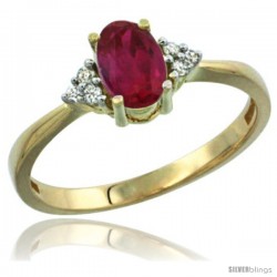 14k Yellow Gold Ladies Natural Ruby Ring oval 7x5 Stone Diamond Accent