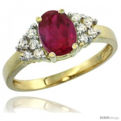 14k Yellow Gold Ladies Natural High Quality Ruby Ring oval 8x6 Stone Diamond Accent