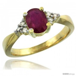 14k Yellow Gold Ladies Natural Ruby Ring oval 7x5 Stone Diamond Accent -Style Cy414168