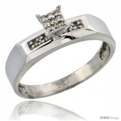 Sterling Silver Diamond Engagement Ring Rhodium finish, 3/16 in wide -Style Ag009er