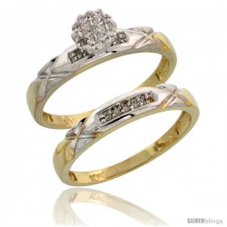 10k Yellow Gold Diamond Engagement Rings Set 2-Piece 0.09 cttw Brilliant Cut, 1/8 in wide -Style Ljy003e2