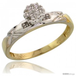 10k Yellow Gold Diamond Engagement Ring 0.06 cttw Brilliant Cut, 1/8 in wide -Style Ljy003er