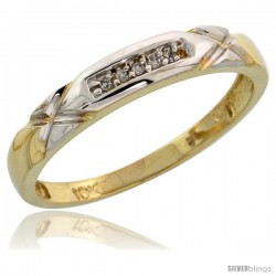 10k Yellow Gold Ladies Diamond Wedding Band Ring 0.03 cttw Brilliant Cut, 1/8 in wide -Style Ljy003lb