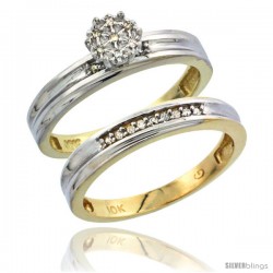 10k Yellow Gold Diamond Engagement Rings Set 2-Piece 0.07 cttw Brilliant Cut, 1/8 in wide -Style Ljy004e2