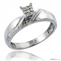 Sterling Silver Diamond Engagement Ring Rhodium finish, 3/16 in wide -Style Ag010er