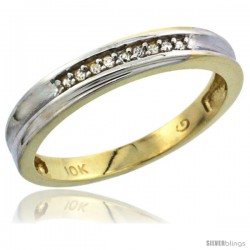 10k Yellow Gold Ladies Diamond Wedding Band Ring 0.02 cttw Brilliant Cut, 1/8 in wide -Style Ljy004lb