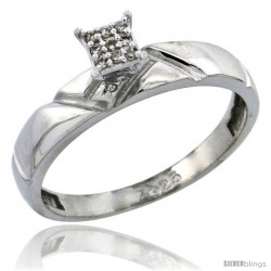 Sterling Silver Diamond Engagement Ring Rhodium finish, 5/32 in wide -Style Ag012er