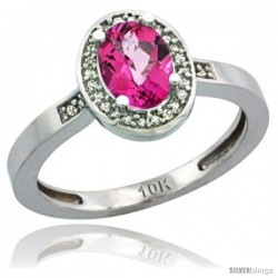 14k White Gold Diamond Pink Topaz Ring 1 ct 7x5 Stone 1/2 in wide