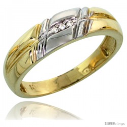 10k Yellow Gold Ladies Diamond Wedding Band Ring 0.02 cttw Brilliant Cut, 7/32 in wide -Style Ljy005lb