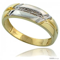 10k Yellow Gold Mens Diamond Wedding Band Ring 0.04 cttw Brilliant Cut, 1/4 in wide -Style Ljy005mb