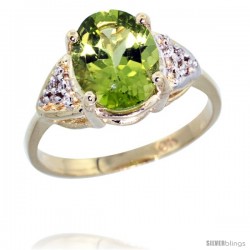 10k Yellow Gold Diamond Peridot Ring 2.40 ct Oval 10x8 Stone 3/8 in wide