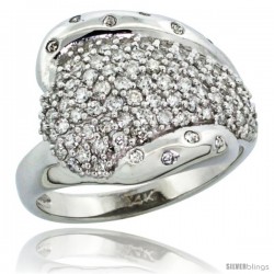 14k White Gold Dome Diamond Ring w/ 0.36 Carat Brilliant Cut ( H-I Color SI1 Clarity ) Diamonds, 5/8 in. (16mm) wide