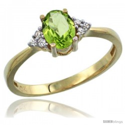 10k Yellow Gold Ladies Natural Peridot Ring oval 7x5 Stone