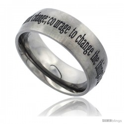 Titanium 8mm Dome Wedding Band Ring The Serenity Prayer Matte Finish Comfort-fit