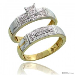 10k Yellow Gold Diamond Engagement Rings Set 2-Piece 0.10 cttw Brilliant Cut, 3/16 in wide -Style Ljy007e2