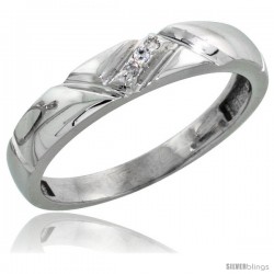 Sterling Silver Ladies' Diamond Wedding Band Rhodium finish, 5/32 in wide -Style Ag012lb