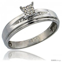 Sterling Silver Diamond Engagement Ring Rhodium finish, 3/16 in wide -Style Ag013er