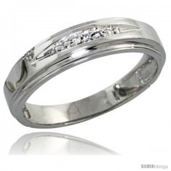 Sterling Silver Ladies' Diamond Wedding Band Rhodium finish, 3/16 in wide -Style Ag013lb