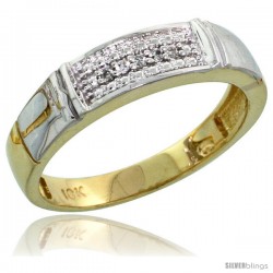 10k Yellow Gold Ladies Diamond Wedding Band Ring 0.03 cttw Brilliant Cut, 3/16 in wide -Style Ljy007lb