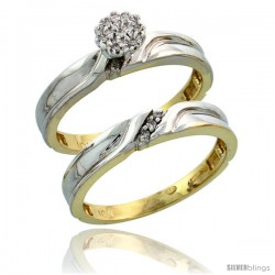 10k Yellow Gold Diamond Engagement Rings Set 2-Piece 0.07 cttw Brilliant Cut, 1/8 in wide -Style Ljy008e2